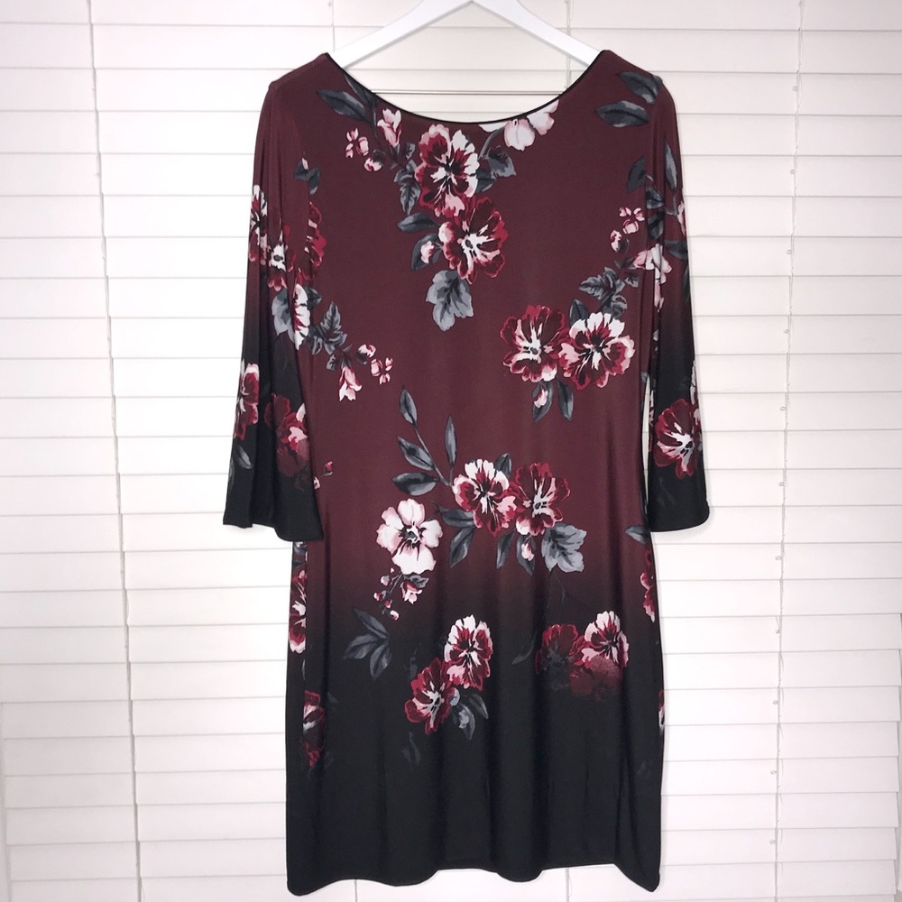 Whbm Reversible Floral/Solid V-Neck Shift Dress - image 2